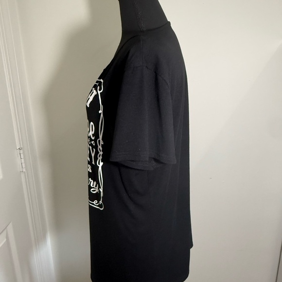 Black Graphic Tee with White Text - Picture 5 of 5